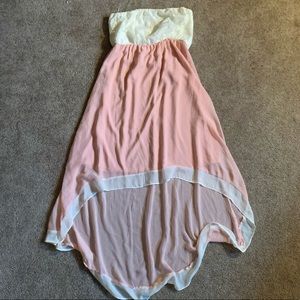 Strapless dress pink/white (D154)